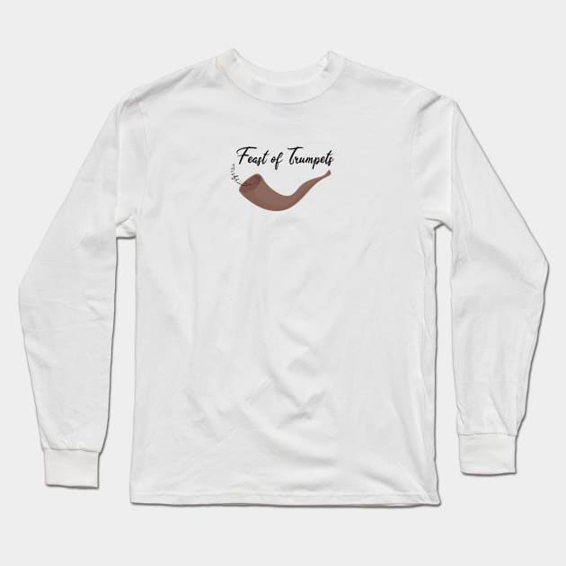 Feast of Trumpets, Yom Teruah, Rosh Hashanah Shofar Long Sleeve T-Shirt by Terry With The Word